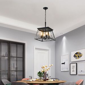 Lampadario a sospensione industriale moderno da 16 pollici, nero e oro, a 4 luci, W1340111204/L1010, regolabile con design a gabbia metallica moderna - Product Image 2