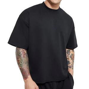 T-shirt en coton lourd surdimensionné pour hommes de haute qualité noir Logo personnalisé à manches courtes coupe ample imprimé Logo personnalisé t-shirt - Product Image 1