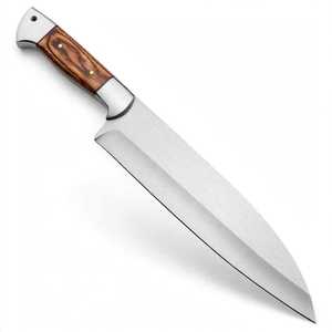 Couteau de chef artisanal en acier inoxydable à haute teneur en carbone de 8 pouces avec manche en bois de rose personnalisé, couteau utilitaire de préparation et de découpe pour barbecue extérieur avec cordon - Product Image 1