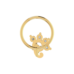 Bijou de piercing en or 14 carats, design floral, diamant naturel 0,1 ct, clou de nez, style ethnique, pour femme - Product Image 5