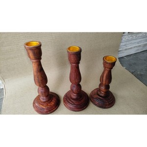 เชิงเทียนไม้ชีแชมขายส่ง |   งานฝีมือสีน้ำตาลเข้ม |   ซื้อจำนวนมาก - Product Image 1