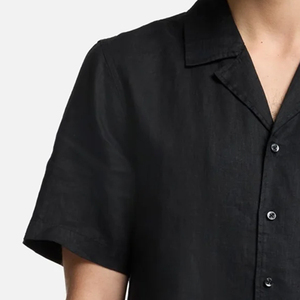 Relaxed Fit Comfort Wear 2026Solid Color Men Casual Linen T Shirt With Turn <b>Down</b> Collar And Short Sleeve High Quality Material - Product Image 3