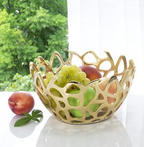 Luxury Gold Abstract Openwork Decorative Bowl Modern Metal Centerpiece Fruit Bowl - Product Image 2