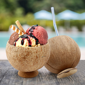 En gros, Ensemble de bols en bois de coco vietnamien naturel gravé, pour fruits, salades, smoothies, aliments et glaces, sain - Product Image 4