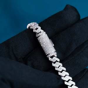 Bracelet cubain Iced Out pour hommes, finition or blanc 8 mm, style hip-hop, aspect diamant, bijoux de luxe - Product Image 2