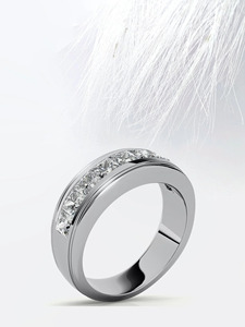 Luxury Yellow Gold Princess Cut Channel <b>Set</b> Diamond Band <b>Ring</b> for <b>Men</b> - Product Image 4