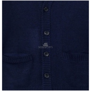 Top Knitted Women's <b>Navy</b> <b>Blue</b> V-Neck <b>Cardigan</b> Sweater Full Sleeve Buttons Embroidery Pockets Vintage Casual Autumn Winter Wear - Product Image 2