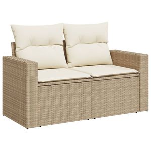 Conjunto de Sofás Modulares Grandes de Ratán Sintético PE Beige para Jardín, Muebles de Jardín Modulares Cómodos - Product Image 3
