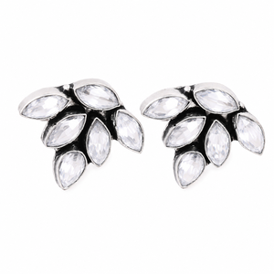 Pendientes de tuerca de acero inoxidable con ónix plateado oxidado, diseño de hoja para amantes, joyería de moda para fiesta para mujer, venta al por mayor a granel - Product Image 3