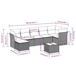 Juego de sofás de patio de ratán sintético negro de 8 piezas con cojines, elegantes muebles de exterior - Product Image 3