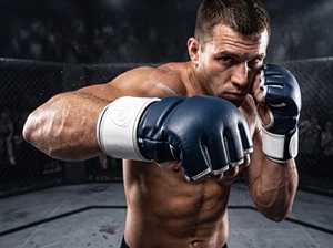 Gants de MMA Dumela International EVO en cuir de vachette bleu marine, durables, toutes saisons, protecteurs - Product Image 3