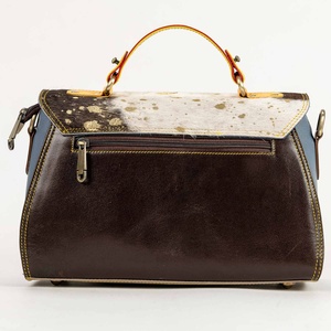 Sac à main en cuir recyclé arc-en-ciel multi-usages pour femmes élégantes sac à main mode vintage petit sac à bandoulière fermeture éclair portable pour l'automne - Product Image 4