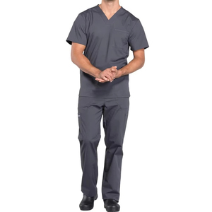 Hauts d'uniformes médicaux pour hommes à col en V, vierges, personnalisables avec logo imprimé, fabriqués en usine, meilleur design, vente en gros - Product Image 3