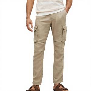 Pantalon cargo léger personnalisé pour homme, coupe droite, multi-poches, taille élastique, vêtements de travail pour homme - Product Image 2