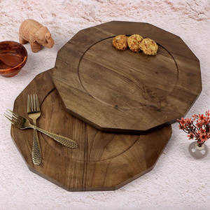 Platos octogonales de madera de Acacia seguros para alimentos, platos de cargador para servir, vajilla, plato rústico, cargador, cocina, comedor, uso para servir - Product Image 6