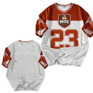 Maillot de football américain personnalisé, impression 3D sublimée, streetwear tendance, short de football, design brodé, maille, col en V, été - Product Image 1