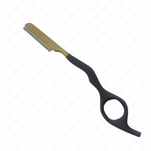 Navaja de Peluquería Profesional de Acero Inoxidable Negra y Dorada de Alta Calidad OEM al por Mayor para Adelgazar el Cabello - Product Image 3