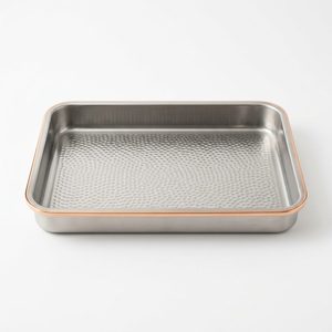 Bandeja de Bar Hecha a Mano de Acero Inoxidable SS304 de 35 cm con Borde de Cobre Satinado y Banda de Cobre Nadi para Decoración del Hogar, Hotel, Mesa de Boda, Regalo - Product Image 6