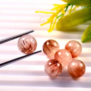Billes rondes lisses en quartz rutile naturel de 10 mm, pierres précieuses en vrac pour la fabrication de bijoux, qualité AAA++, dureté 7, lot en gros - Product Image 5