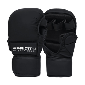 Professional MMA Boxing Gloves PU Leather Lightweight Adjustable Wrist Strap UV Protection <b>Hook</b> & Loop Closure Unisex Black - Product Image 1