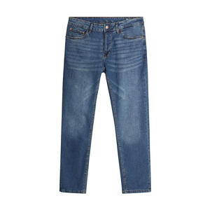 Pantalon long en jean pour homme, coupe droite, bleu classique, en coton, durable, décontracté, avec logo personnalisé, vente en gros, direct usine - Product Image 4
