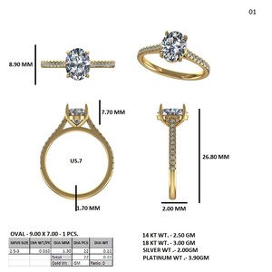Anillo de Compromiso con Diamante Cultivado en Laboratorio de Corte Ovalado, Banda Pavé de Oro Rosa de 14K, Joyería para Mujer, Regalo - Product Image 5