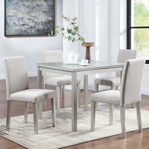 5-Piece <b>Square</b> Wooden Dining <b>Table</b> Set with Upholstered Chairs <b>Kitchen</b> <b>Table</b> for Dining Room - Product Image 1