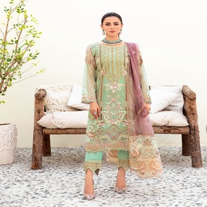Cosido al por mayor vestidos paquistaníes marca original Organza trajes de 3 piezas por Ramsha ropa india y paquistaní mujer Kurti - Product Image 2