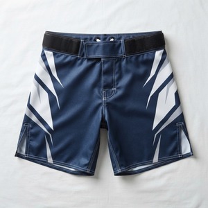 Unisex Black MMA <b>Shorts</b> <b>Silver</b> Lightning Pattern Quick Dry Breathable Moisture-Wicking Polyester/Cotton Combat Sports Wear - Product Image 4