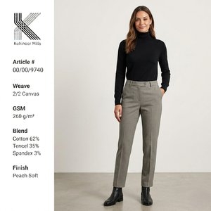 Pantalones de Lona para Mujer, Mezcla de Algodón, 260 g/m², Elásticos, Casuales Elegantes, Fabricante OEM ODM - Product Image 1