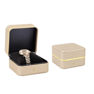 High-end Gold-<b>Edged</b> PU Leather Watch Box Rounded Corners Flip-Top Packaging Box Bracelet Bangle Box Jewelry Box - Product Image 5