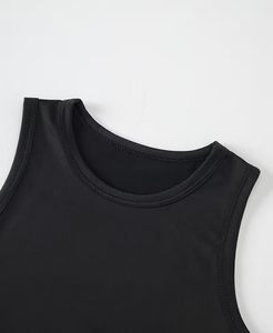 Men's Sleeveless Printed Tank Top O-Neck Solid Color Casual Breathable Quick Dry Knitted Cotton 120g Athletic Summer Wear - Product Image 5