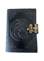 Dragon DND Vintage Leather Book of Spells Celtic Wiccan Journaux pour l'écriture Noir Handmade Deckle Art Paper Planner Diary