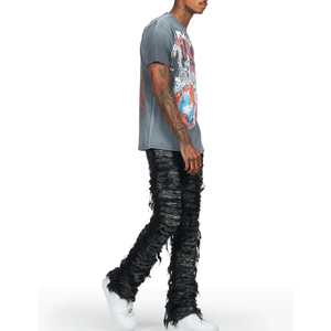 Pantalon de jogging délavé à l'acide de haute qualité avec logo personnalisé, coupe ample pour homme, jambe large, effet usé - Product Image 6