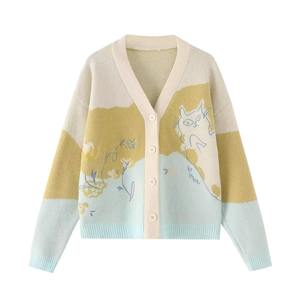 Suéter Cárdigan Corto de Punto Sólido para Mujer al por Mayor, con Botones, Bordado Personalizado, Proveedor de Fábrica de Ropa Greek Life - Product Image 4