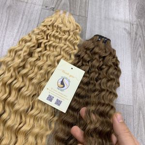 Vente en gros de haute qualité Cuticule bouclée alignée Blonde Brown Bundle Trame de cheveux vierges bruts Cheveux humains vietnamiens - Product Image 2