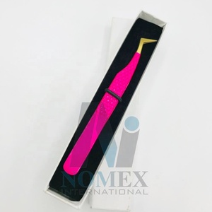 Pince à épiler à volume russe à forte tenue Points plaqués or avec poussière de diamant pour une adhérence supplémentaire aux cils en acier inoxydable - Product Image 5