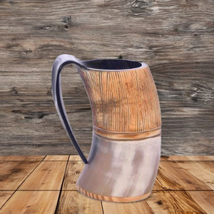 Tasse à bière en corne de buffle biologique fabriquée à la main-Artisan-Designs d'animaux tribaux de forme naturelle sculptée (écologique) - Product Image 1