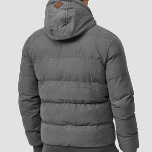 Men's Hooded Puffer <b>Jacket</b> Polyester Windproof Casual Winter <b>Jacket</b> <b>with</b> <b>Zipper</b> Closure and Side <b>Pockets</b> - Product Image 5