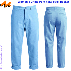Womens Denim Chino Loose Fit Mid Waist Casual Breathable Washable Summer Spring Pants Spandex Fabric 6.64 oz - Product Image 1