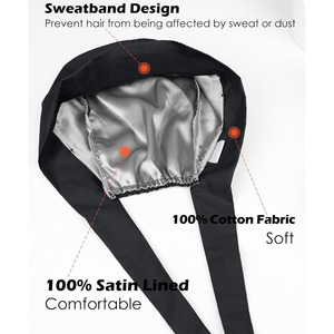 Drain Sports Black Polyester/Cotton Surgical <b>Cap</b> with Button and Tie Back for Unisex Hospital <b>Scrub</b> Uniforms - Product Image 6