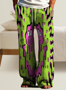 Pantalones Jogger de Verano para Hombre, Estilo Vintage, Verde y Rosa, Lavado Ácido, 100% Algodón, Corte Holgado, Pierna Ancha, Cintura Ajustable, Cómodos e Informales - Product Image 5