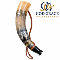 GOD GRACE OVERSEAS Viking Ensemble de tasses en corne de buffle écologiques, fabriquées à la main, polies naturellement, style rustique, pour décoration intérieure et souvenir