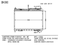 Couvre-radiateurs en plastique JD 23052 pour FIESTA 2008-MT OE 1548603 1516267 1523440 8V518005BE Réservoir d'eau Neuf Garantie de 12 mois