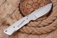 Couteau de chasse et de camping OEM à lame fixe en acier au carbone poli industriel fait main, à pointe tombante et bord biseauté, non réglable