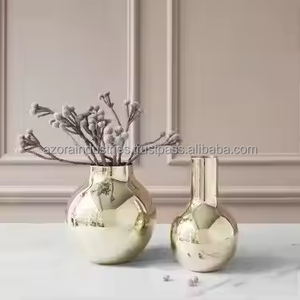 Modern Handmade Eco-Friendly Brass Flower Vase for Home Decor Table <b>Mantel</b> <b>Shelf</b> Accent Azora Industries - Product Image 2