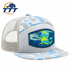 Custom 7 Panel Duck <b>Camo</b> Hunting Trucker <b>Cap</b> Mesh Snapback Woven Patch Logo Vietnam Manufacturer OEM ODM Camouflage Hat Factory - Product Image 2