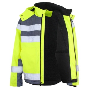 Wholesale Coated Hi Vis Waterproof Quilted Hooded Safety <b>Jackets</b> Unisex Custom Front Logo Industrial Safety <b>Jacket</b> For <b>Man</b> - Product Image 6