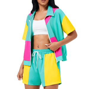 Ensemble short coupe-vent en nylon pour femme, deux pièces, vêtements de sport décontractés, séchage rapide, course à pied, entraînement, streetwear d'été - Product Image 1