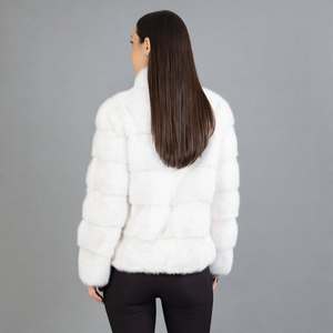 White Faux Fur <b>Hooded</b> Full Sleeve Batwing Sleeve Thick Warm Winter <b>Coat</b> Solid Color Pullover Outerwear 100% <b>Wool</b> Women's - Product Image 6